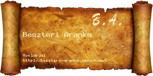 Beszteri Aranka névjegykártya